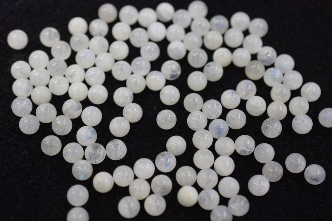 2PC 6mm Natural Blue shinning white Moonstone round undrilled single beads