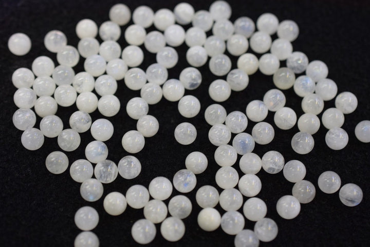 2PC 6mm Natural Blue shinning white Moonstone round undrilled single beads