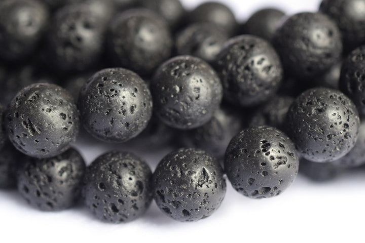 15.5" 14mm/16mm black Lava Round Gemstone beads
