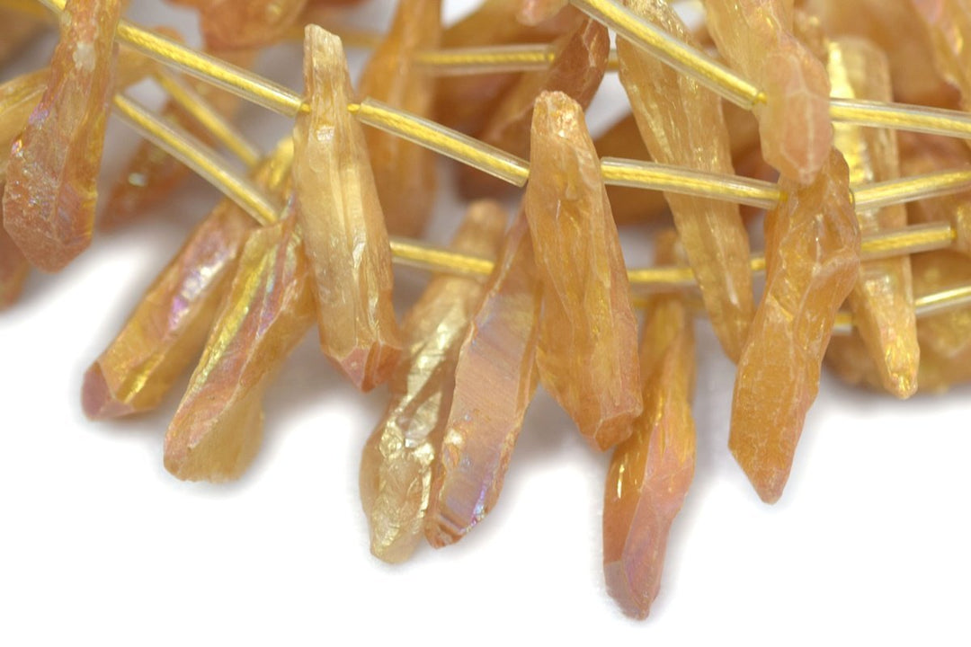 15.5" 8~10x~32~38mm Natural Rough Quartz Crystal Spike Beads,nugget