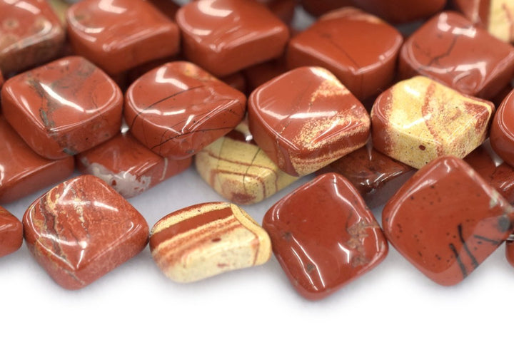 15.5" 16mm Natural red jasper stone Twisted square beads