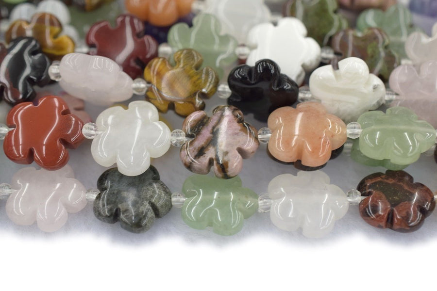 15.5" Multi stone flower 15/20mm,  semi-precious stone flower