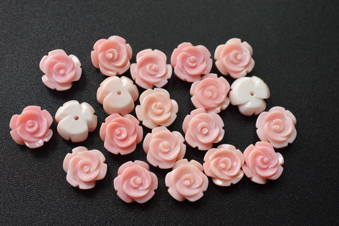 10PCS 12mm Natural pink queen conch shell rose flower