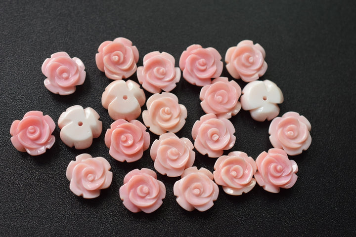 10PCS 12mm Natural pink queen conch shell rose flower