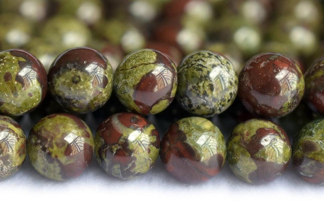 15.5" 8mm/10mm Natural green Australia dragon blood jade Round beads