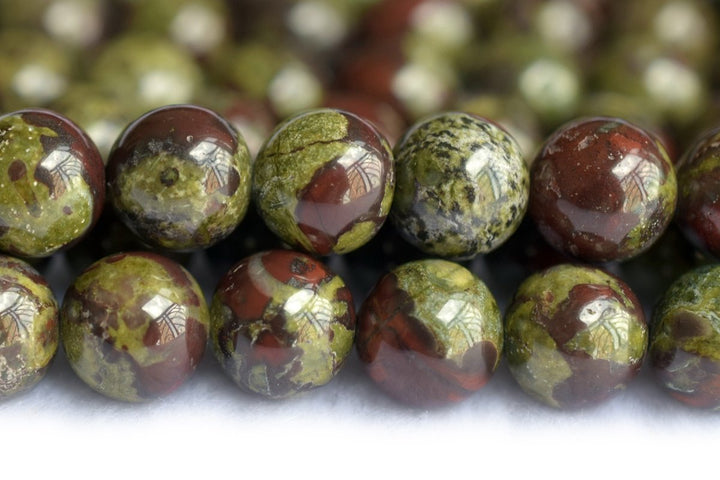 15.5" 8mm/10mm Natural green Australia dragon blood jade Round beads
