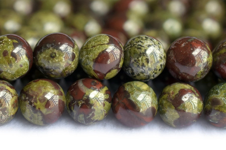 15.5" 8mm/10mm Natural green Australia dragon blood jade Round beads