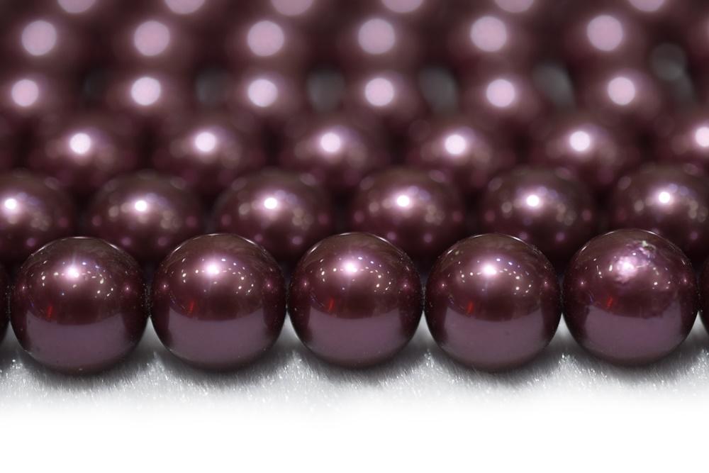 15.5" 8mm/10mm Luster wine red Shell pearl round beads,shell core pearl,TYE