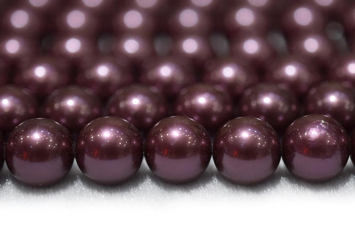 15.5" 8mm/10mm Luster wine red Shell pearl round beads,shell core pearl,TYE