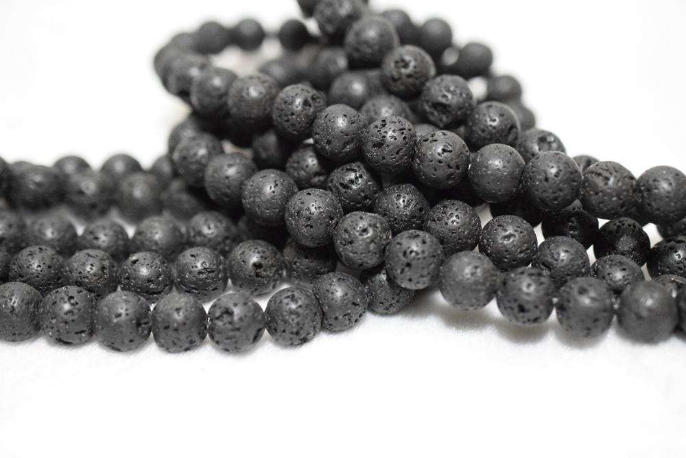 15.5" 14mm/16mm black Lava Round Gemstone beads