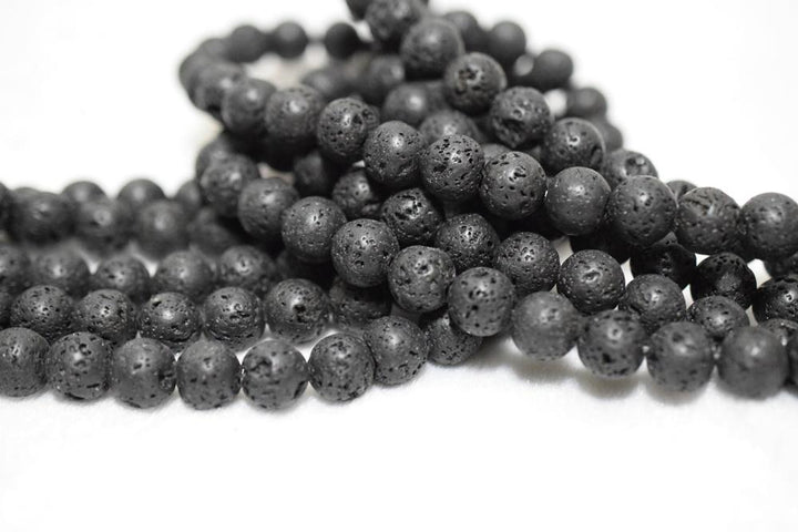 15.5" 14mm/16mm black Lava Round Gemstone beads