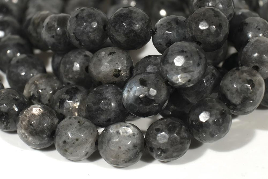 15" Larvikite 6mm/8mm/10mm/12mm round faceted beads, Black Labradorite, black gemstone,