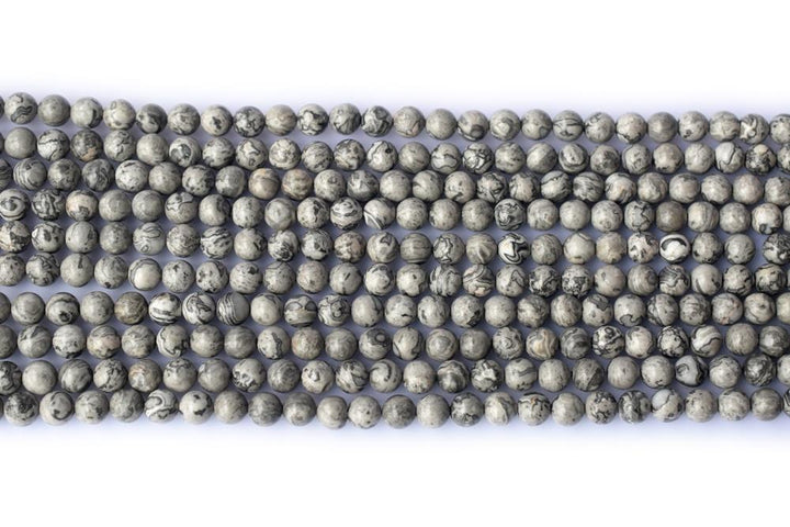 15.5" 12mm Natural grey map stone round beads ,Grey Crazy Lace Jasper Picasso