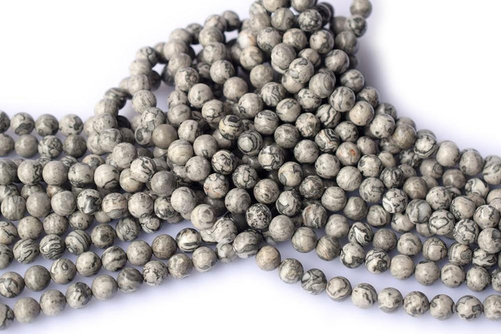 15.5" 12mm Natural grey map stone round beads ,Grey Crazy Lace Jasper Picasso