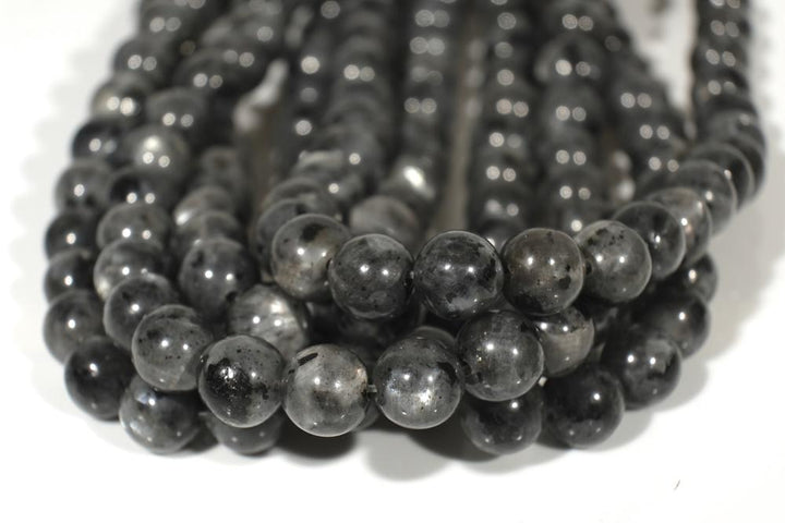 15.5" Black Labradorite 8mm round beads, Larvikite beads, black gemstone, Larvikite