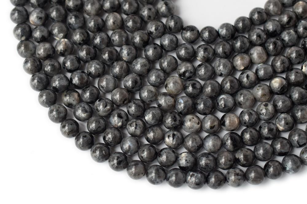 15.5" Black Labradorite 8mm round beads, Larvikite beads, black gemstone, Larvikite