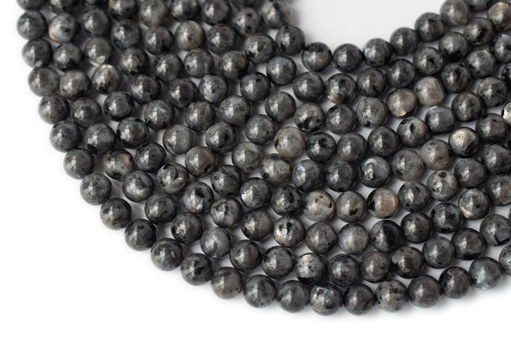 15.5" Black Labradorite 8mm round beads, Larvikite beads, black gemstone, Larvikite