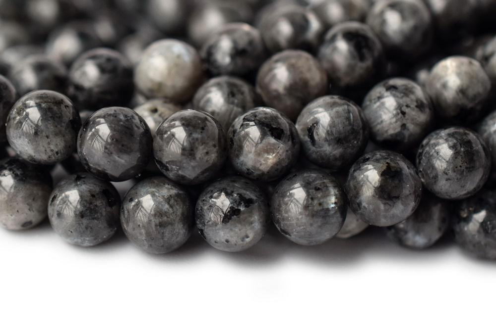 15.5" Black Labradorite 8mm round beads, Larvikite beads, black gemstone, Larvikite
