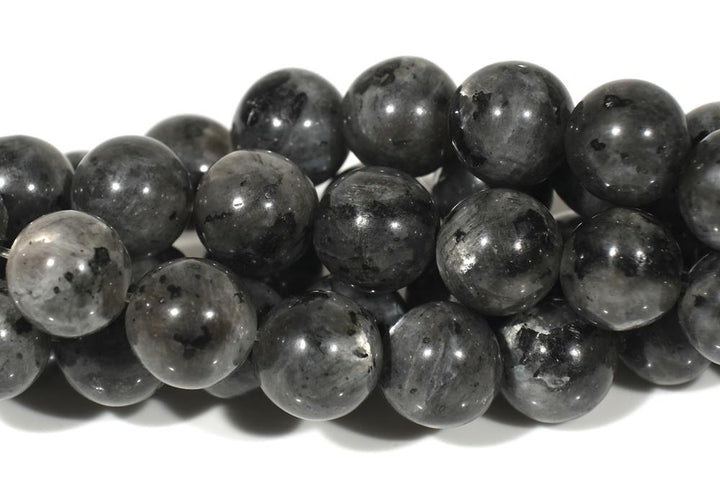 15.5" Black Labradorite 8mm round beads, Larvikite beads, black gemstone, Larvikite