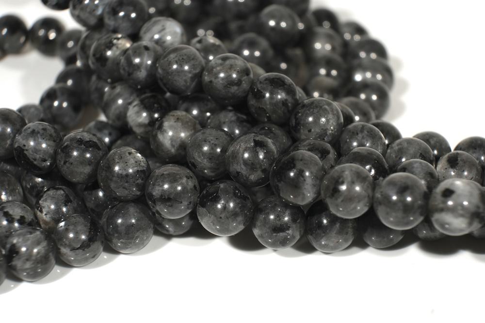 15.5" Black Labradorite 8mm round beads, Larvikite beads, black gemstone, Larvikite