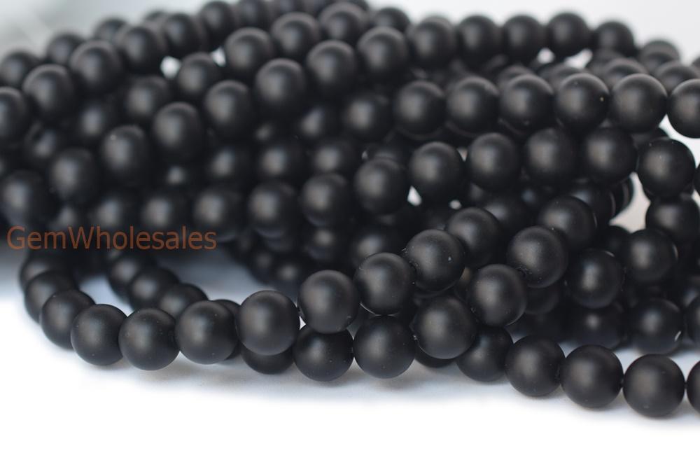 15.5" 16mm Matte/frosted black onyx/agate round beads,gemstone