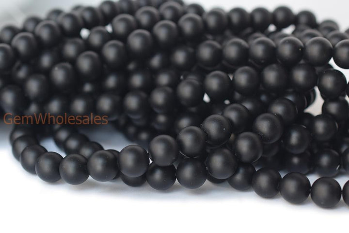 15.5" 16mm Matte/frosted black onyx/agate round beads,gemstone