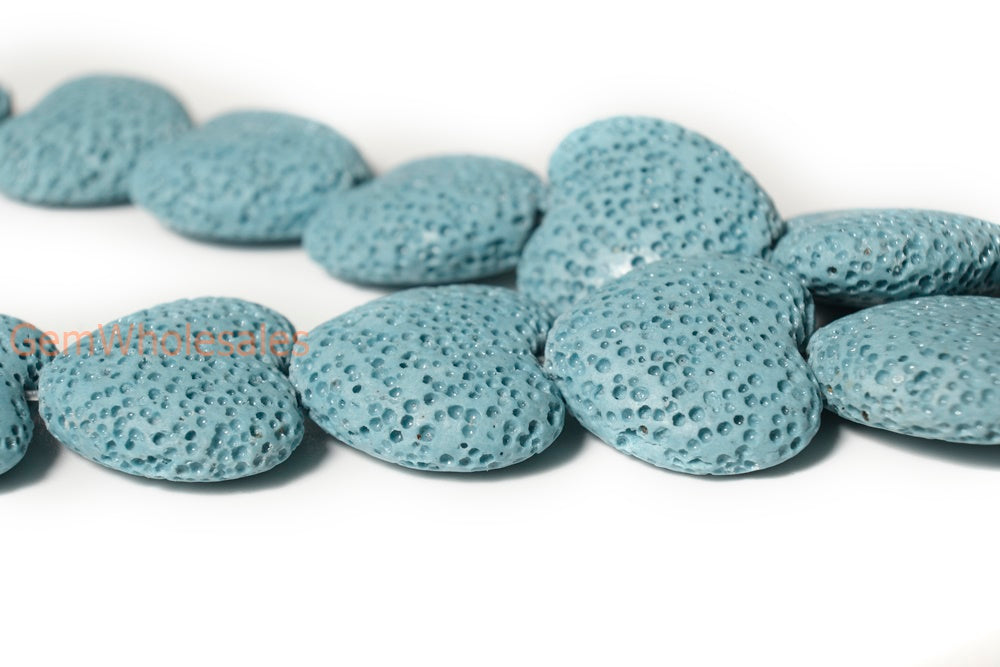 15.5" 20mm/28mm blue Lava Heart Gemstone pendant