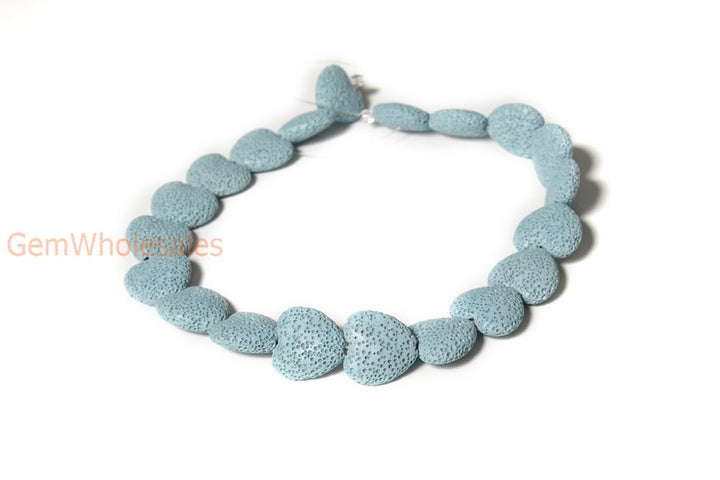 15.5" 20mm/28mm blue Lava Heart Gemstone pendant
