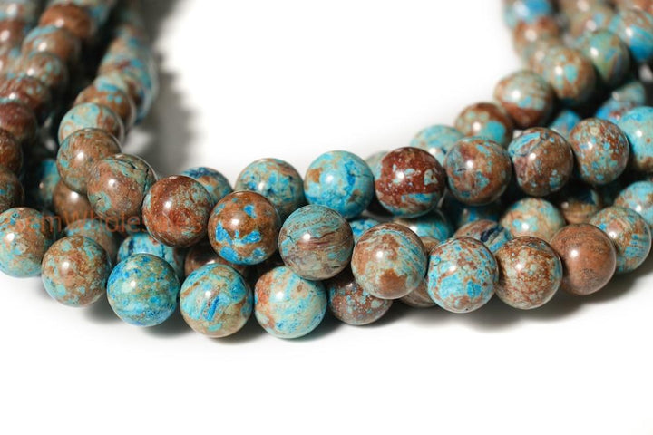 15.5" 4mm/6mm Turquoise blue Calsilica jasper round beads