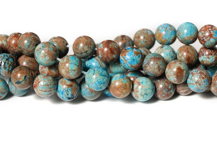 15.5" 8mm Turquoise blue Calsilica jasper round beads,blue brown gemstone beads