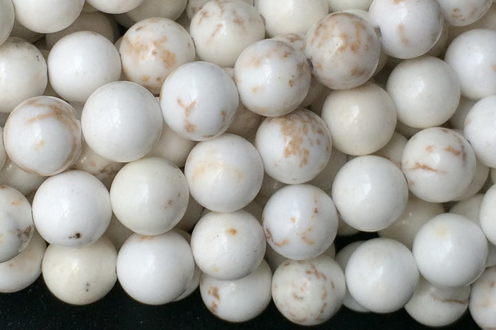15.5" 14mm/16mm Natural Cream White howlite round beads, Ivory white beige gemstone