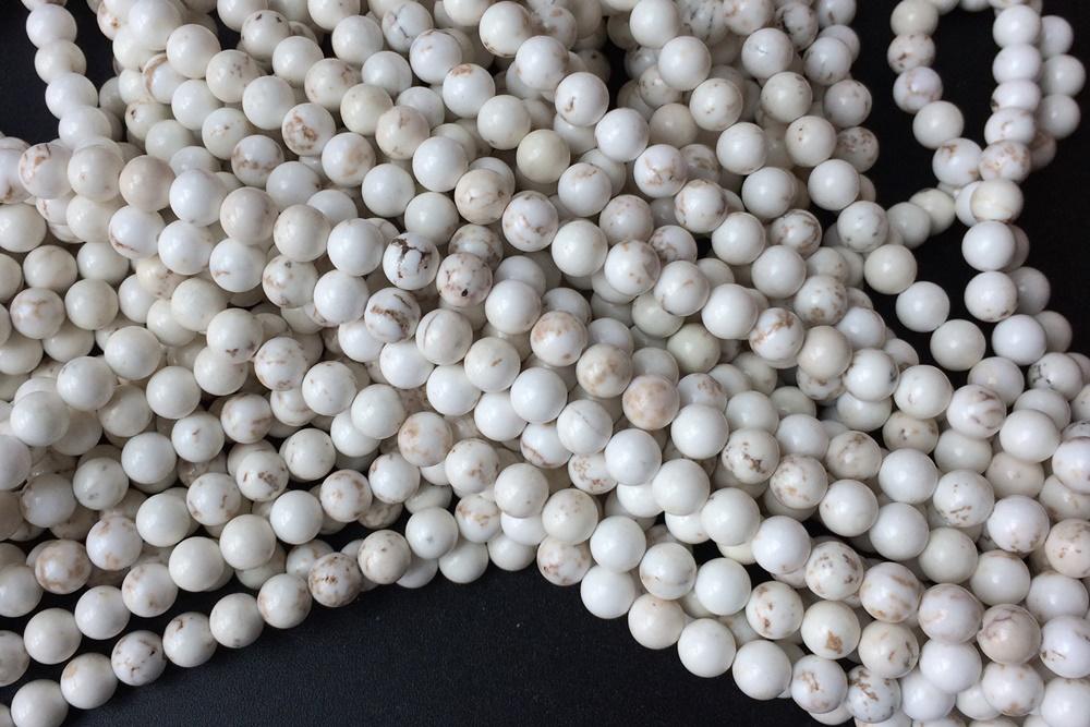 15.5" 10mm/12mm Natural Cream White howlite round beads, Ivory white turquoise beads