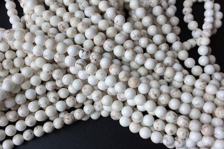 15.5" 10mm/12mm Natural Cream White howlite round beads, Ivory white turquoise beads