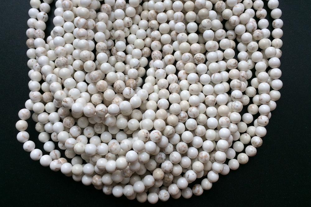 15.5" 14mm/16mm Natural Cream White howlite round beads, Ivory white beige gemstone
