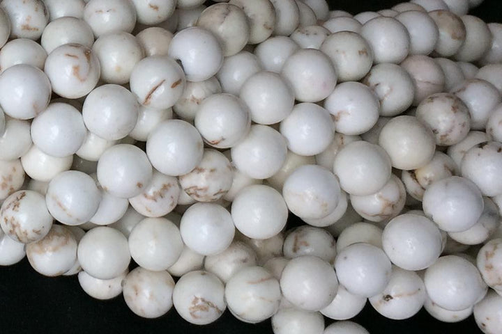 15.5" 10mm/12mm Natural Cream White howlite round beads, Ivory white turquoise beads