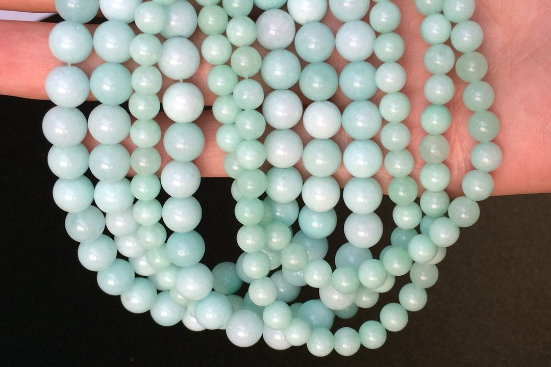 15" 6mm/8mm/10mm/12mm blue Malaysian jade Round beads gemstone