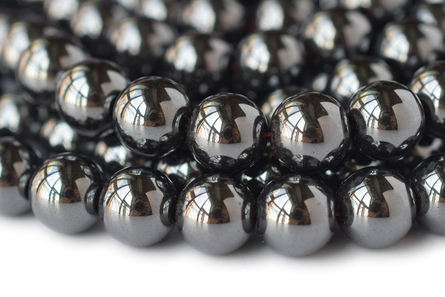 15.5" 4mm/6mm/8mm Natural Hematite stone round beads, Noir Black