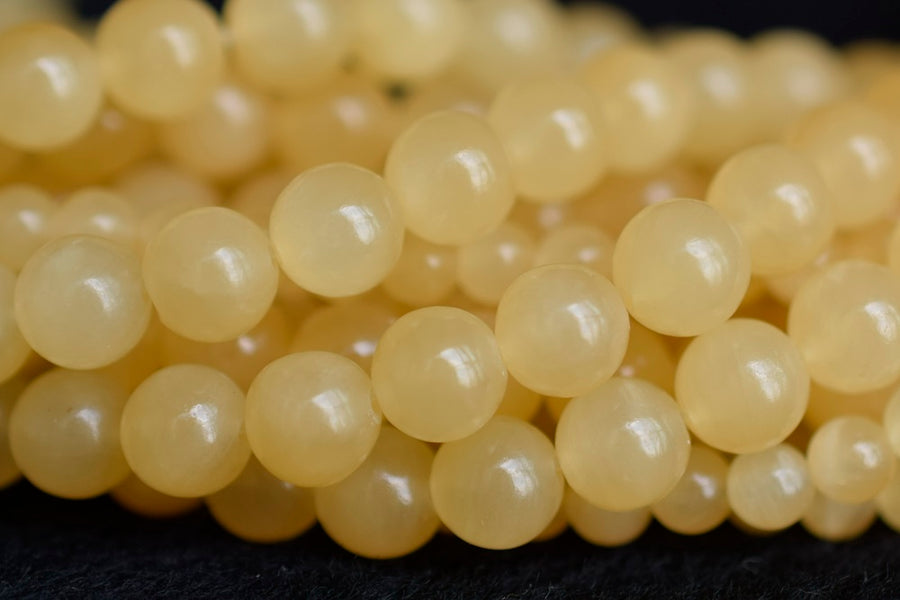 15.5" 4mm/6mm natural yellow jade Round gemstone beads