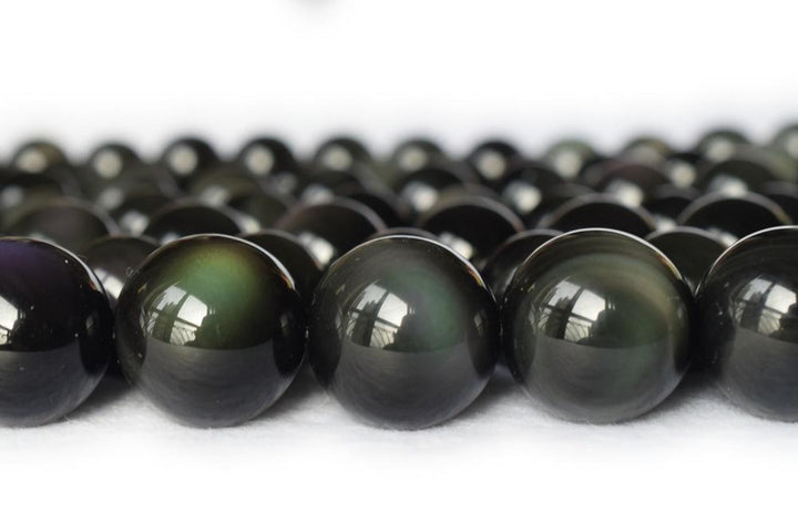 15.5" Natural rainbow obsidian 6mm/8mm/10mm, Black obsidian round beads