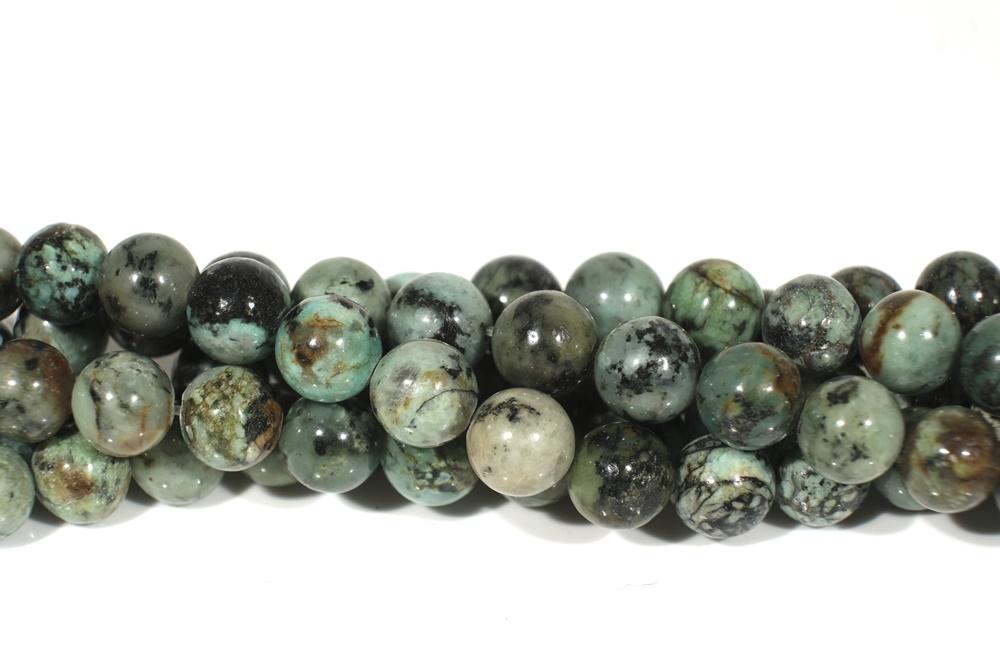 15.5" Natural African turquoise 4mm/6mm/8mm round beads, green black multi color gemstone beads