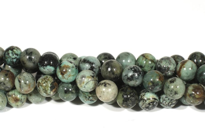 15.5" Natural African turquoise 4mm/6mm/8mm round beads, green black multi color gemstone beads