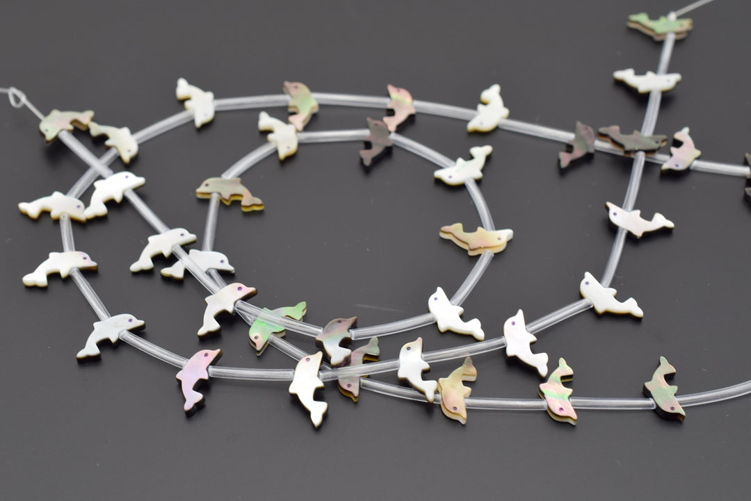 10PCS 7x14mm Natural Black MOP Dolphin beads, mother of pearl