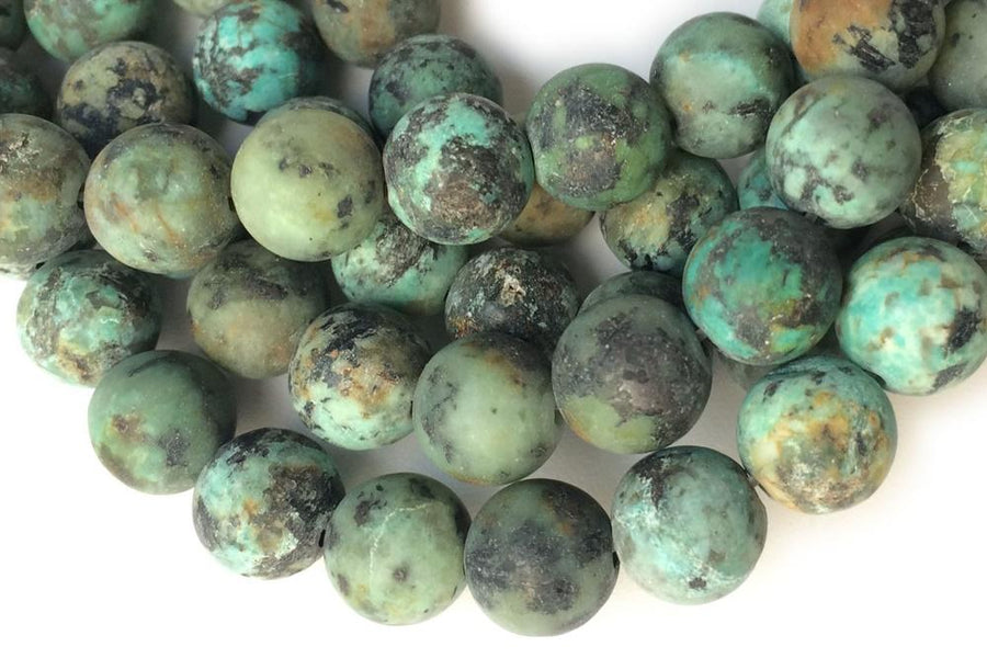 15.5"4mm/6mm/8mm Frosted/Matte Natural African turquoise round beads, green black multi color