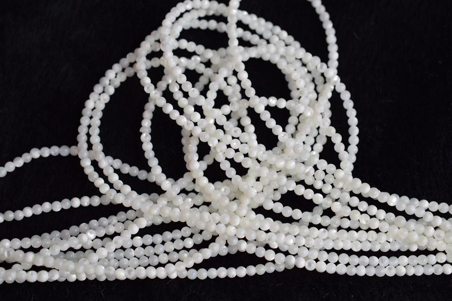 15.5" Natural white MOP round beads 3mm/4mm,white mother of pearl