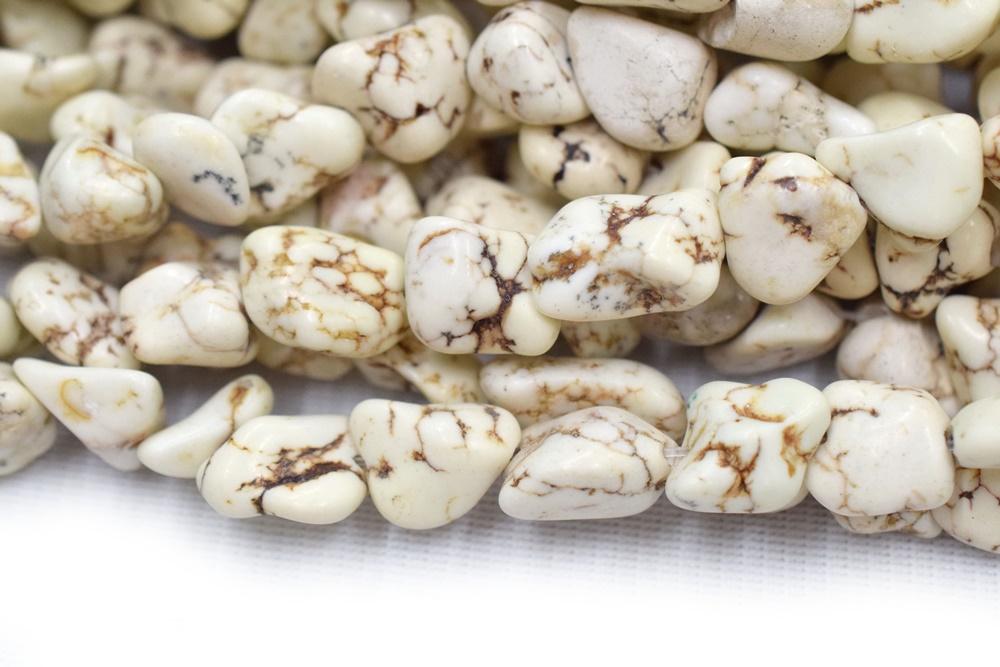 15.5" 8~12x12~18mm white howlite nugget beads, Ivory color Gemstone nugget