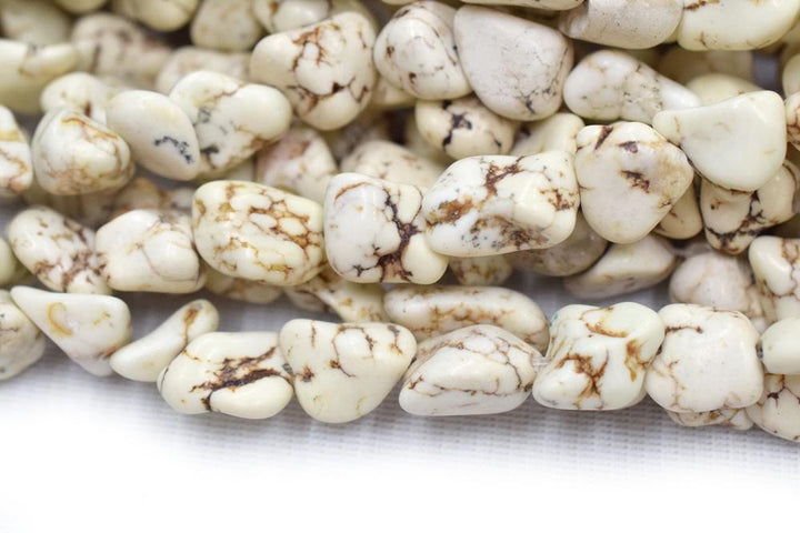 15.5" 8~12x12~18mm white howlite nugget beads, Ivory color Gemstone nugget