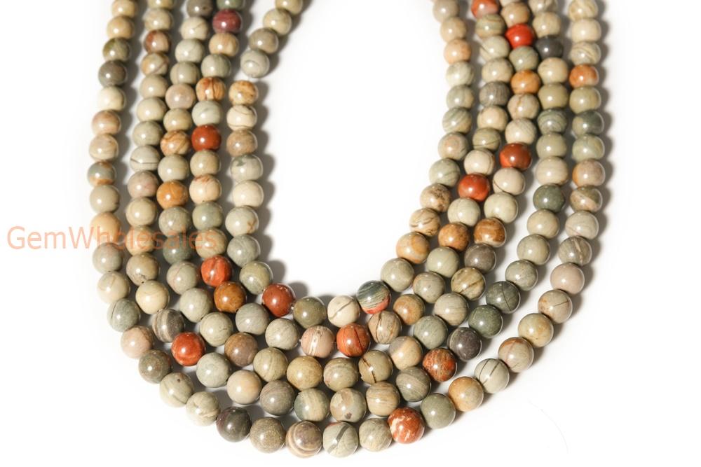 15.5" Natural bamboo leaf stone round beads 6mm/8mm/10mm,Bamboo leaf jasper, natural stone beads