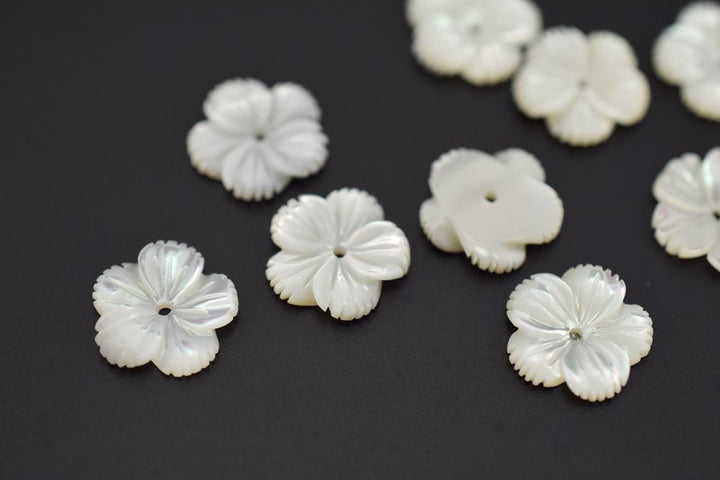 10PCS 10mm Natural white MOP flower 5 petal,mother of pearl