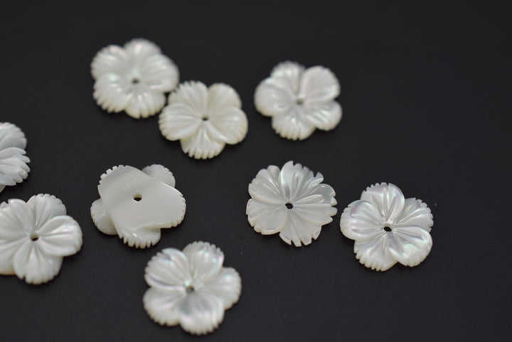 10PCS 10mm Natural white MOP flower 5 petal,mother of pearl