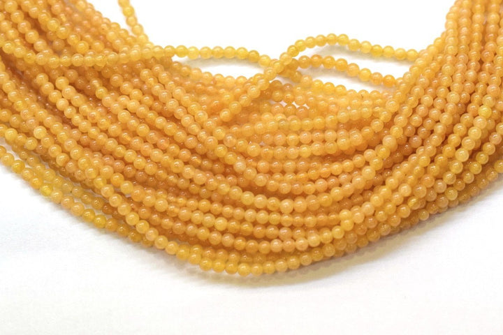 15.5" 2mm natural yellow jade Round beads gemstone